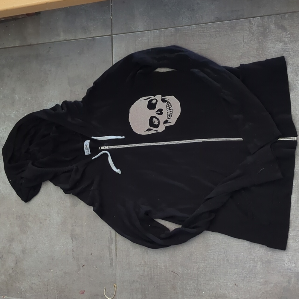 Lauren Moshi Black Zip Up Jacket w Skulls